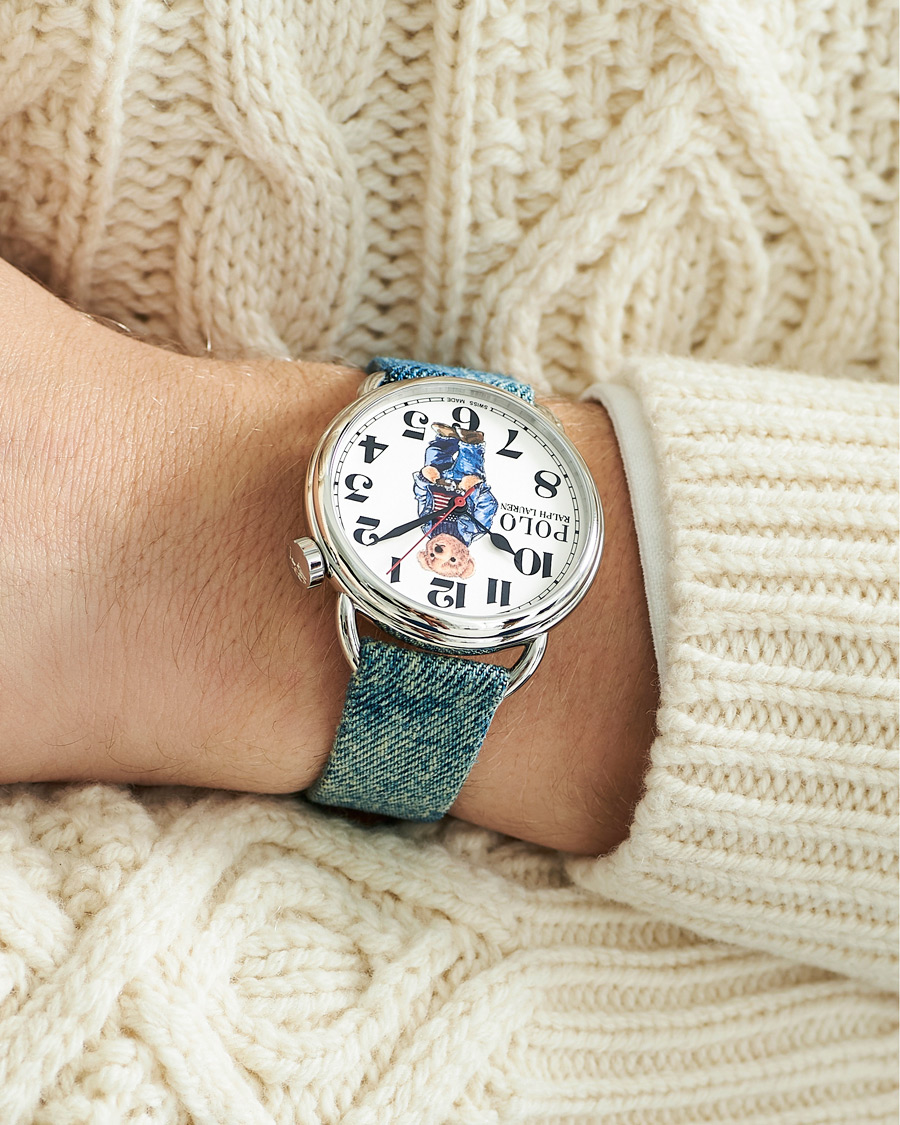 Hombres | Polo Ralph Lauren 42mm Automatic Denim Flag Bear Steel With White Dial | Polo Ralph Lauren | 42mm Automatic Denim Flag Bear Steel With White Dial