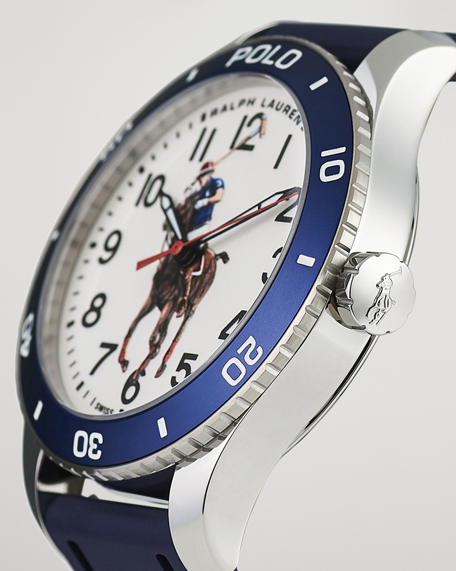 Hombres | Polo Ralph Lauren 42mm Automatic Pony Player White Dial/Blue Bezel | Polo Ralph Lauren | 42mm Automatic Pony Player White Dial/Blue Bezel