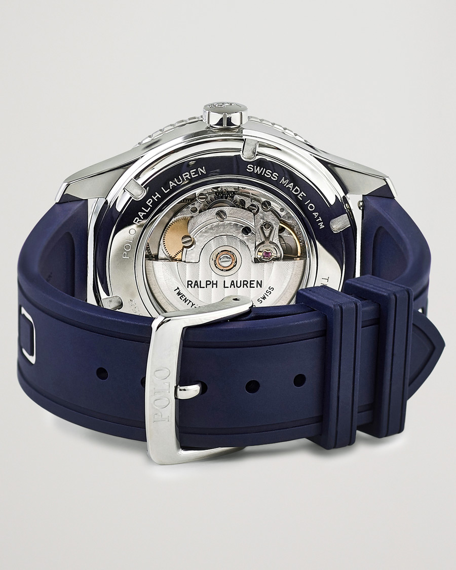 Hombres | Polo Ralph Lauren 42mm Automatic Pony Player White Dial/Blue Bezel | Polo Ralph Lauren | 42mm Automatic Pony Player White Dial/Blue Bezel