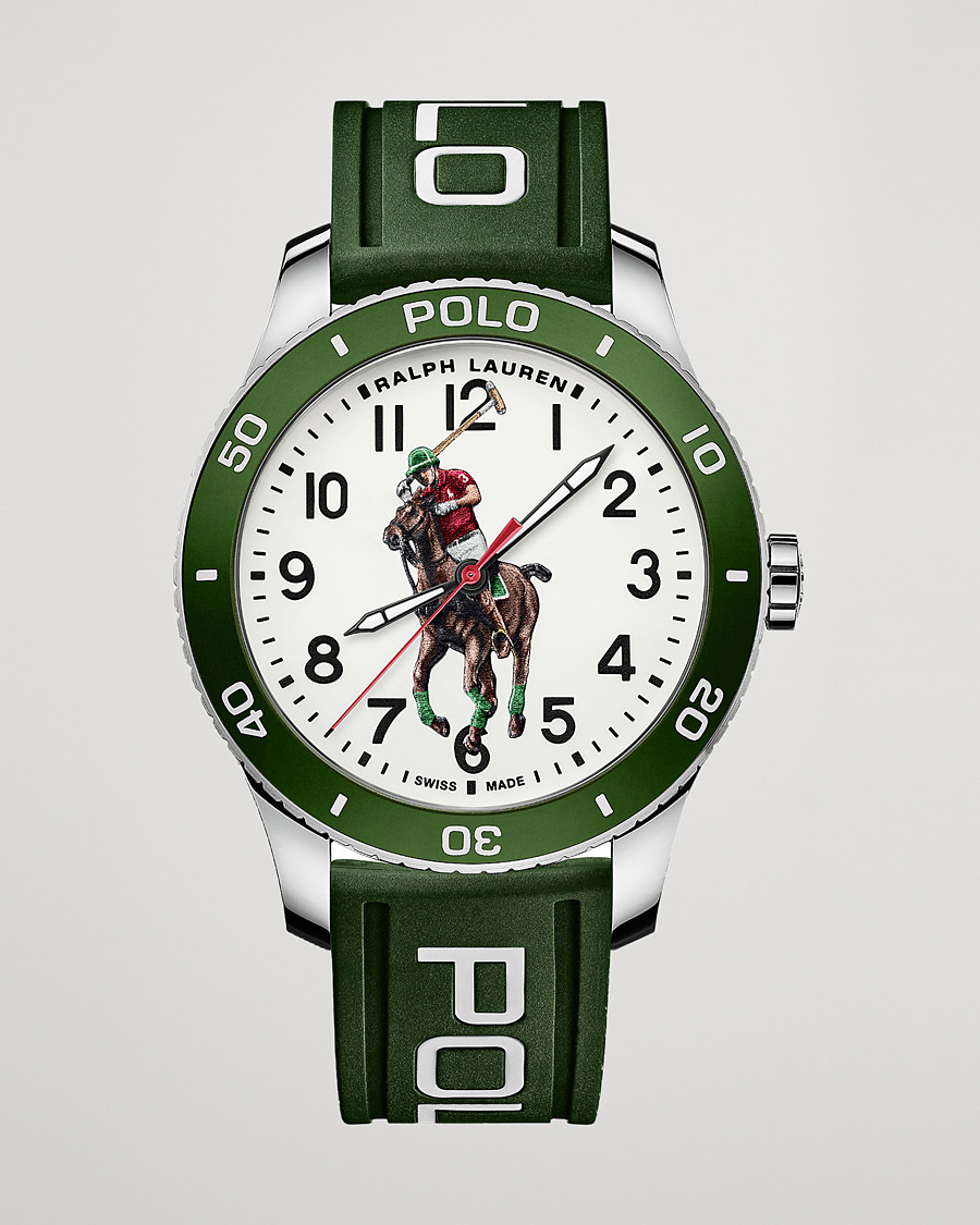 Hombres | Polo Ralph Lauren 42mm Automatic Pony Player White Dial/Green Bezel | Polo Ralph Lauren | 42mm Automatic Pony Player White Dial/Green Bezel
