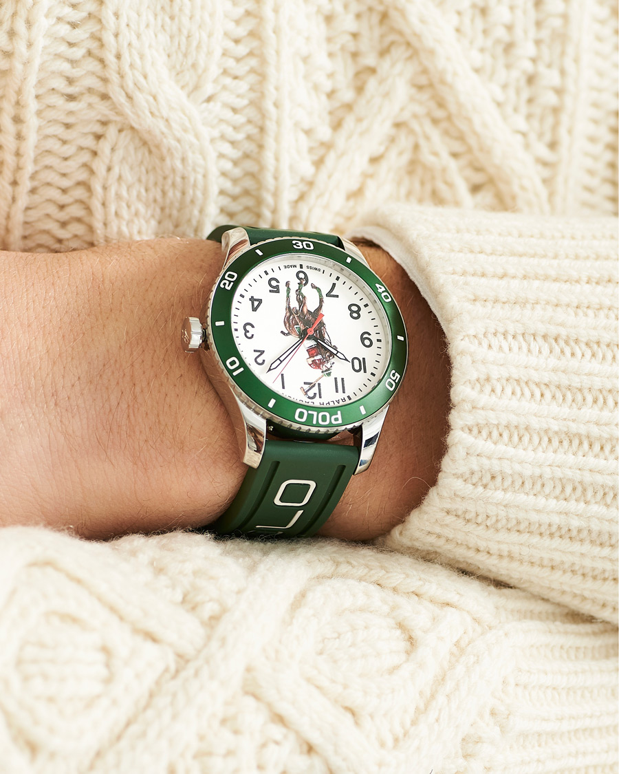 Hombres | Polo Ralph Lauren 42mm Automatic Pony Player White Dial/Green Bezel | Polo Ralph Lauren | 42mm Automatic Pony Player White Dial/Green Bezel