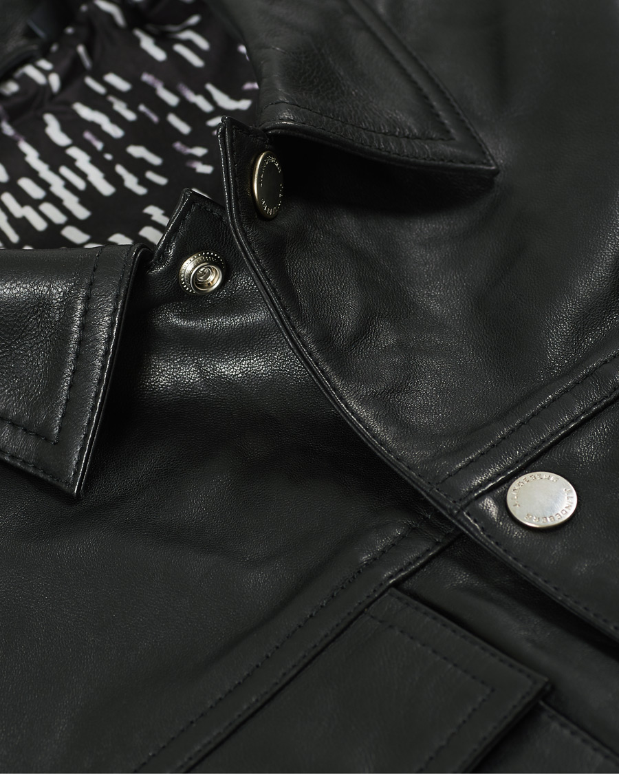 Hombres | Camisas | J.Lindeberg | Lenox Lambsnappa Leather Overshirt Black