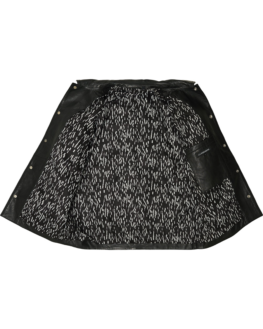 Hombres | Camisas | J.Lindeberg | Lenox Lambsnappa Leather Overshirt Black