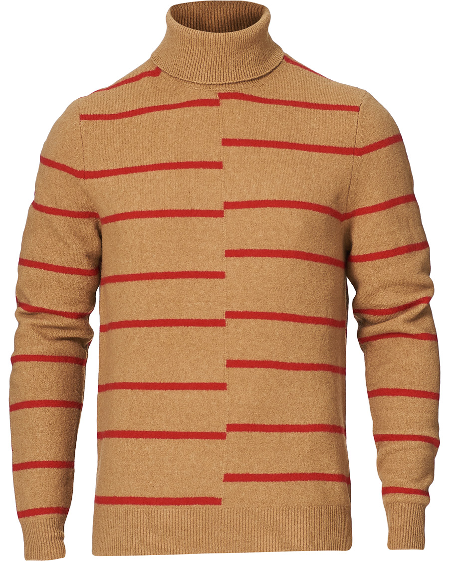 Hombres | Jerséis y prendas de punto | J.Lindeberg | Floyd Striped Yak Blend Rollneck Tiger Brown