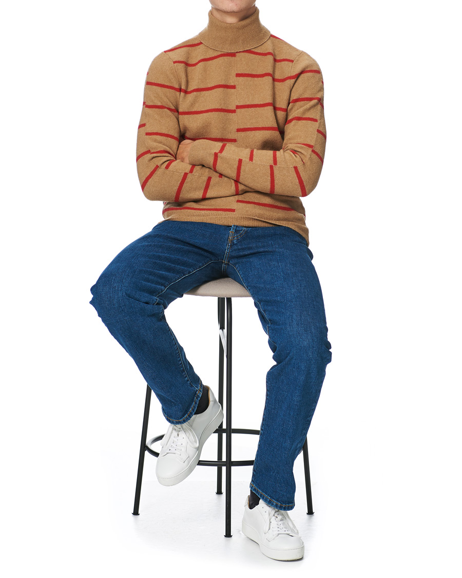 Hombres | Jerséis y prendas de punto | J.Lindeberg | Floyd Striped Yak Blend Rollneck Tiger Brown