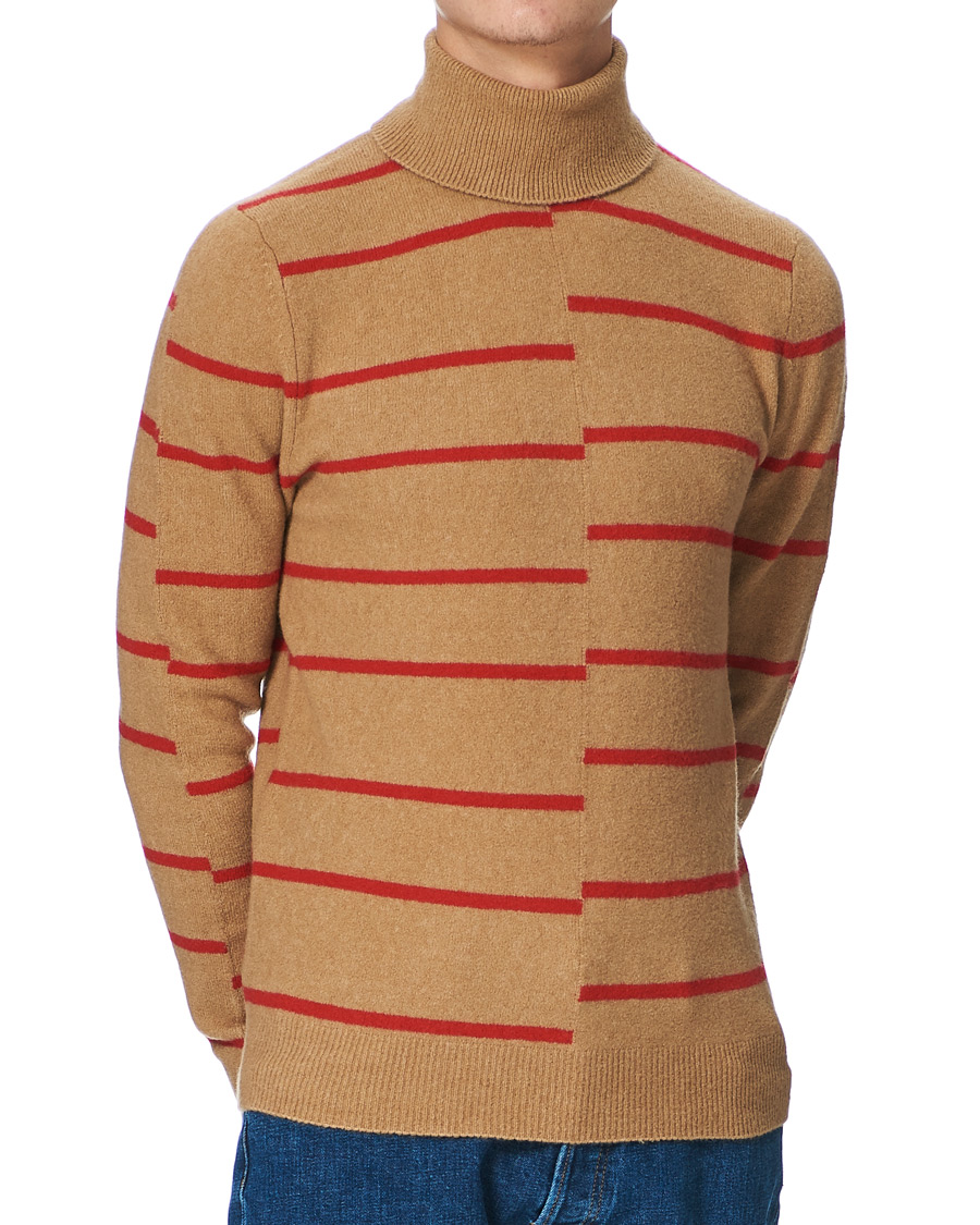 Hombres | Jerséis y prendas de punto | J.Lindeberg | Floyd Striped Yak Blend Rollneck Tiger Brown