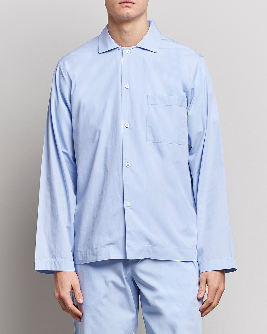 Hombres | Pijamas | Tekla | Poplin Pyjama Shirt Light Blue