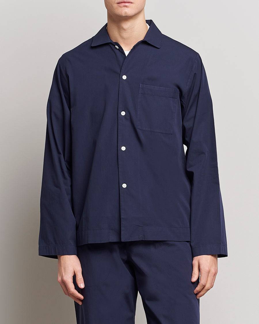 Hombres | Camisetas de pijama | Tekla | Poplin Pyjama Shirt True Navy