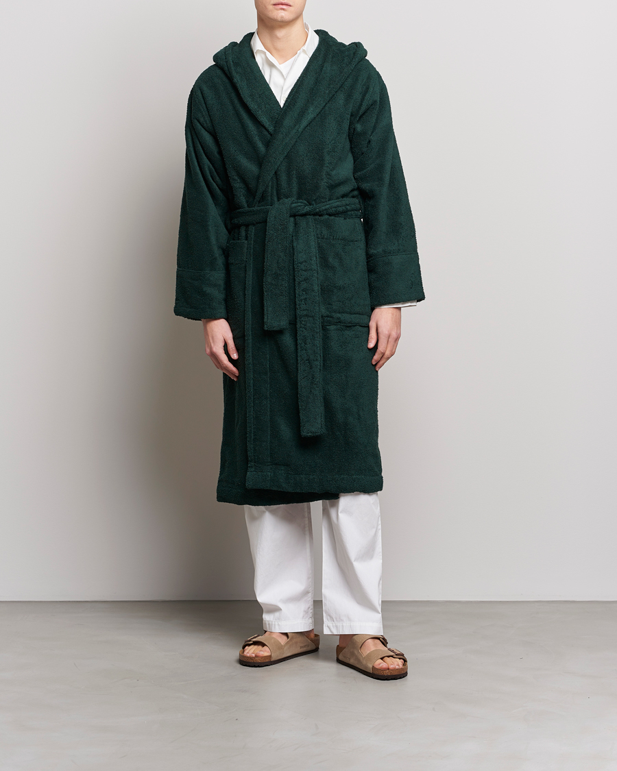 Hombres | Pijamas y batas | Tekla | Organic Terry Hooded Bathrobe Forest Green