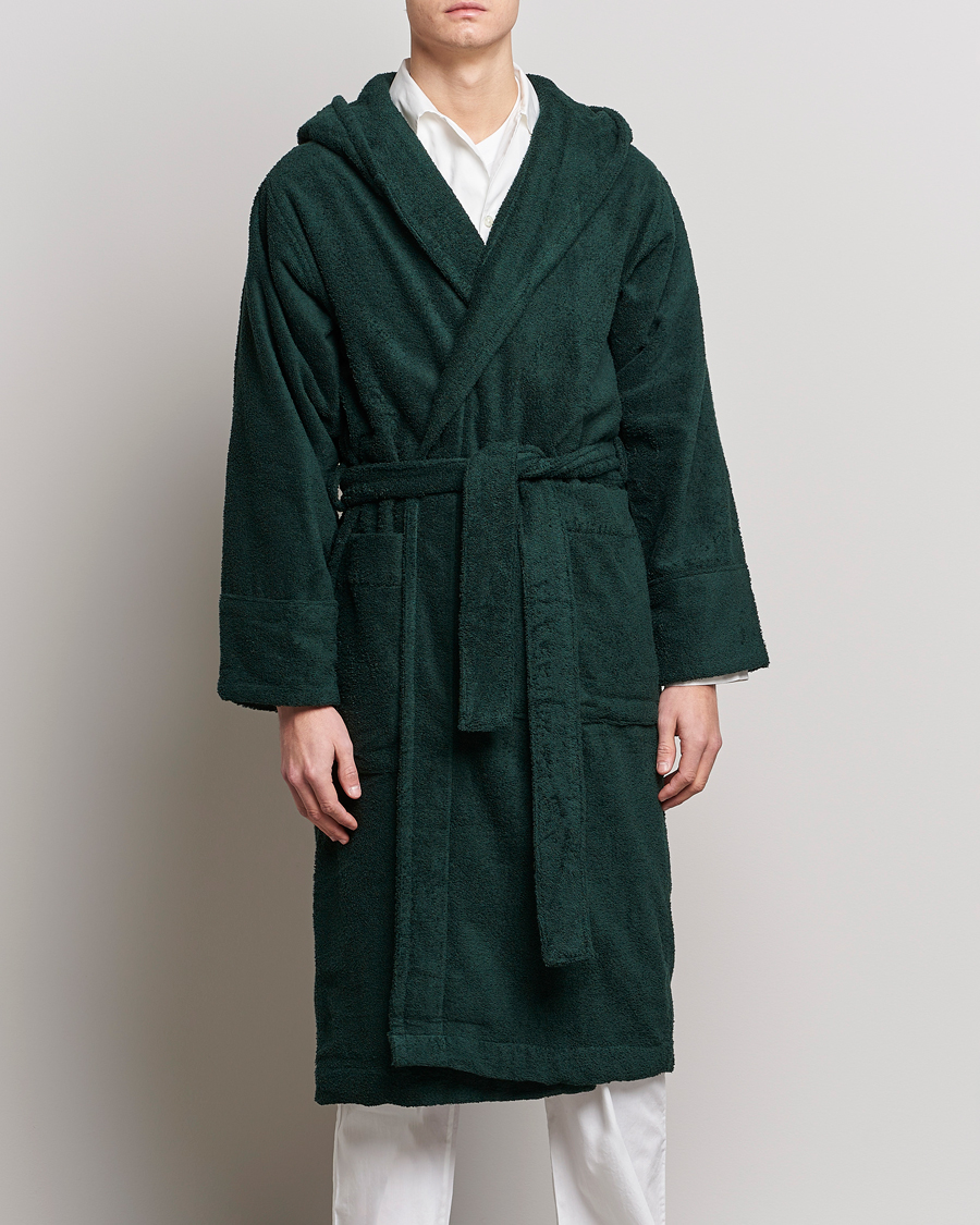 Hombres | Pijamas y batas | Tekla | Organic Terry Hooded Bathrobe Forest Green