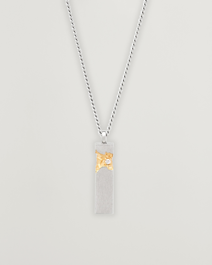 Hombres | Tom Wood Mined Cube Pendant Necklace Silver | Tom Wood | Mined Cube Pendant Necklace Silver