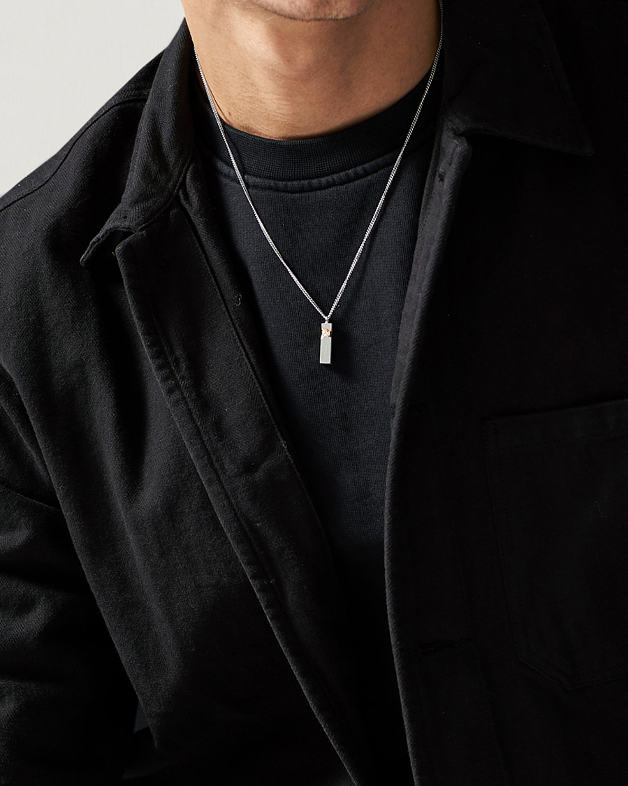 Hombres | Tom Wood Mined Cube Pendant Necklace Silver | Tom Wood | Mined Cube Pendant Necklace Silver
