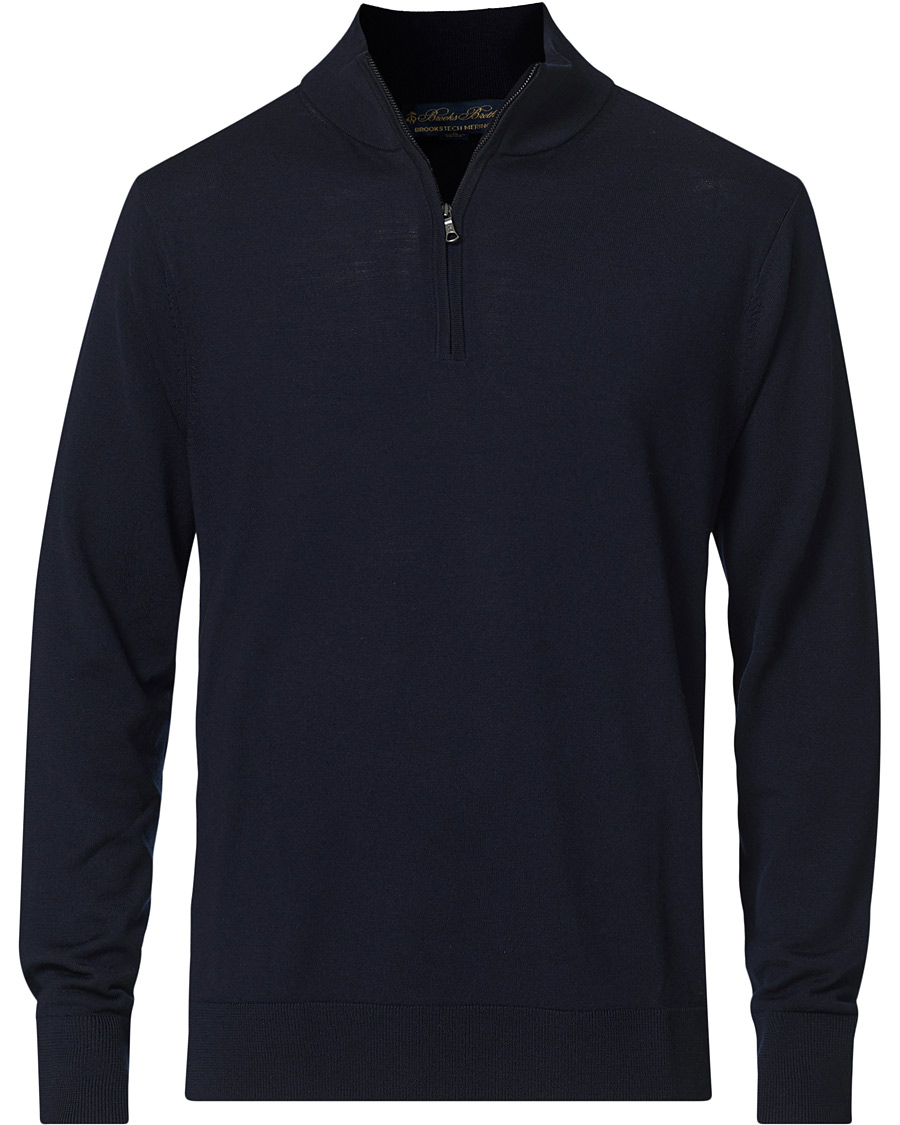 Hombres | Jerséis y prendas de punto | Brooks Brothers | Washable Merino Wool Half Zip Navy