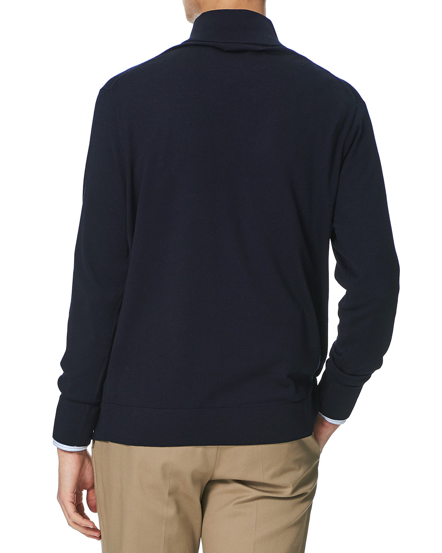 Hombres | Jerséis y prendas de punto | Brooks Brothers | Washable Merino Wool Half Zip Navy