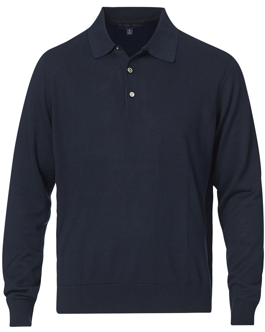 Hombres | Jerséis y prendas de punto | Brooks Brothers | Cotton/Silk Knitted Polo Navy