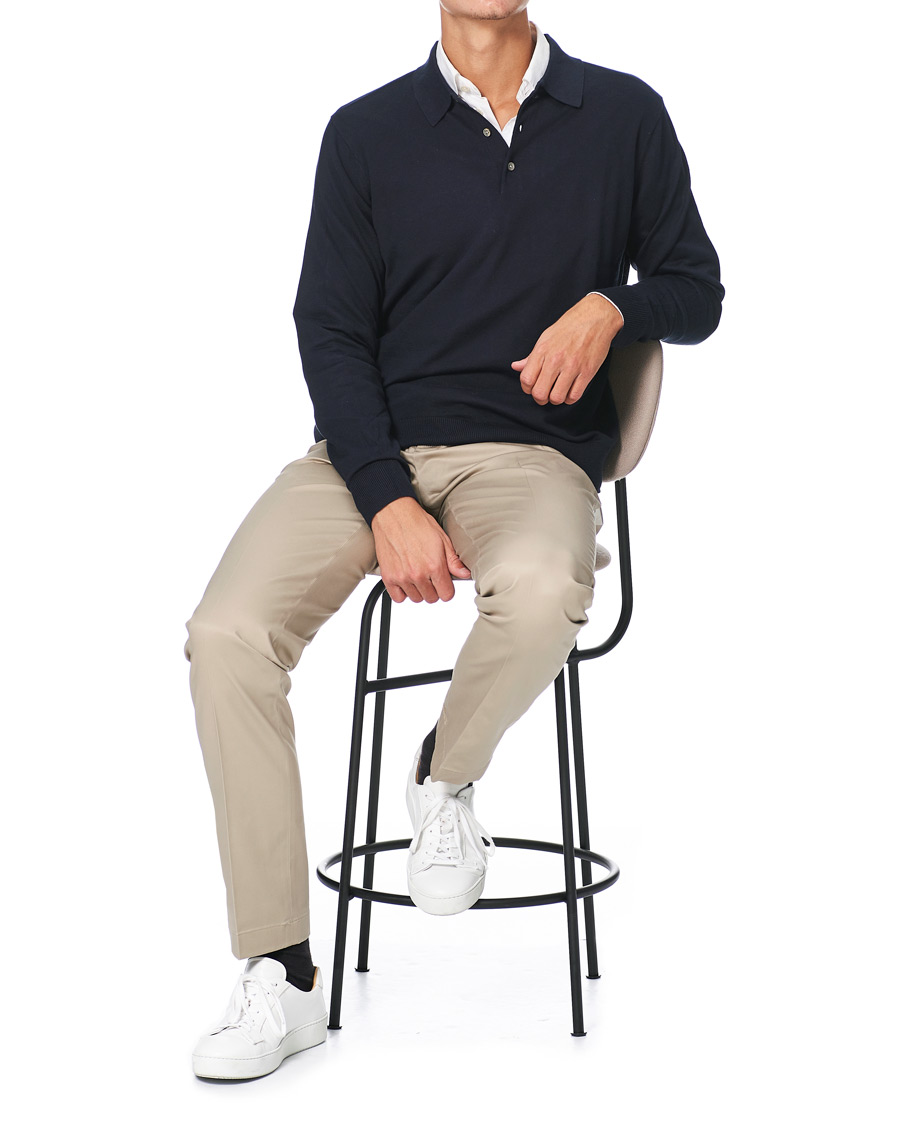 Hombres | Jerséis y prendas de punto | Brooks Brothers | Cotton/Silk Knitted Polo Navy