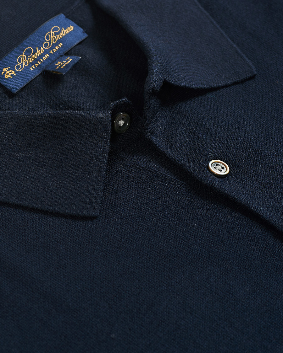 Hombres | Jerséis y prendas de punto | Brooks Brothers | Cotton/Silk Knitted Polo Navy