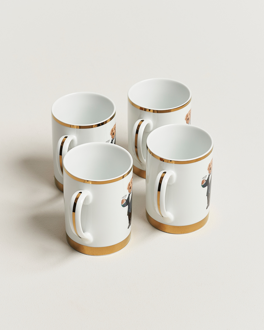 Hombres |  | Ralph Lauren Home | Thompson Bear Porcelain Mug Set 4pcs White/Gold