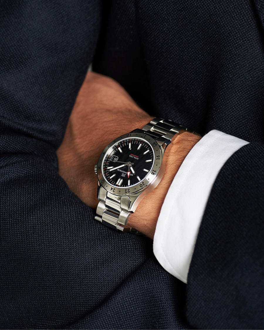 Hombres | Sjöö Sandström Royal Steel Worldtimer 36mm Black with Steel | Sjöö Sandström | Royal Steel Worldtimer 36mm Black with Steel