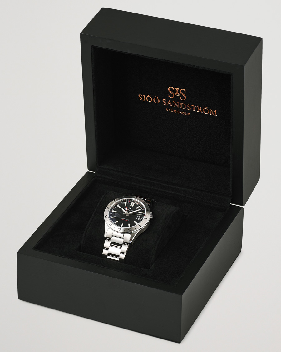 Hombres | Sjöö Sandström Royal Steel Worldtimer 36mm Black with Steel | Sjöö Sandström | Royal Steel Worldtimer 36mm Black with Steel
