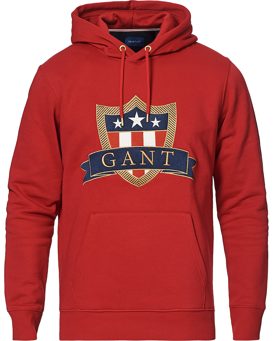 Hombres | Jerséis y prendas de punto | GANT | Banner Shield Hoodie Equestrian Red