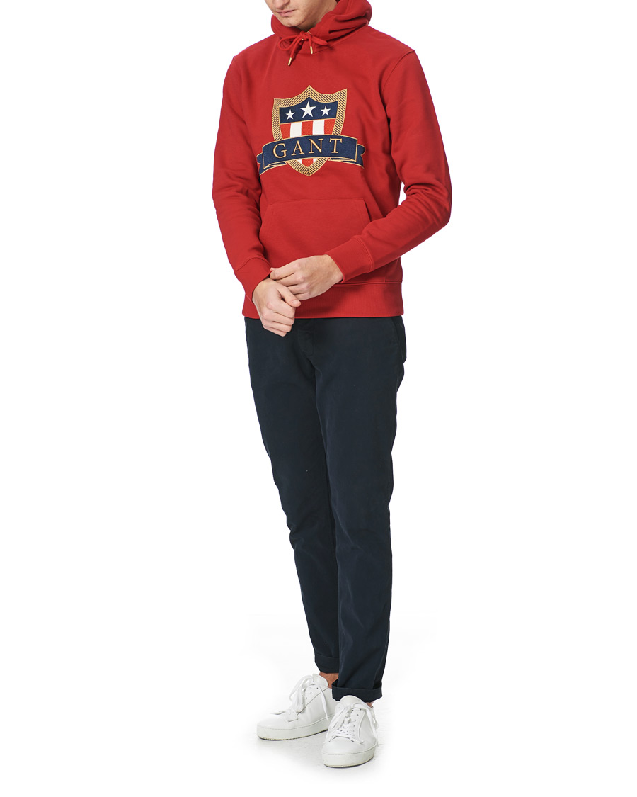 Hombres | Jerséis y prendas de punto | GANT | Banner Shield Hoodie Equestrian Red