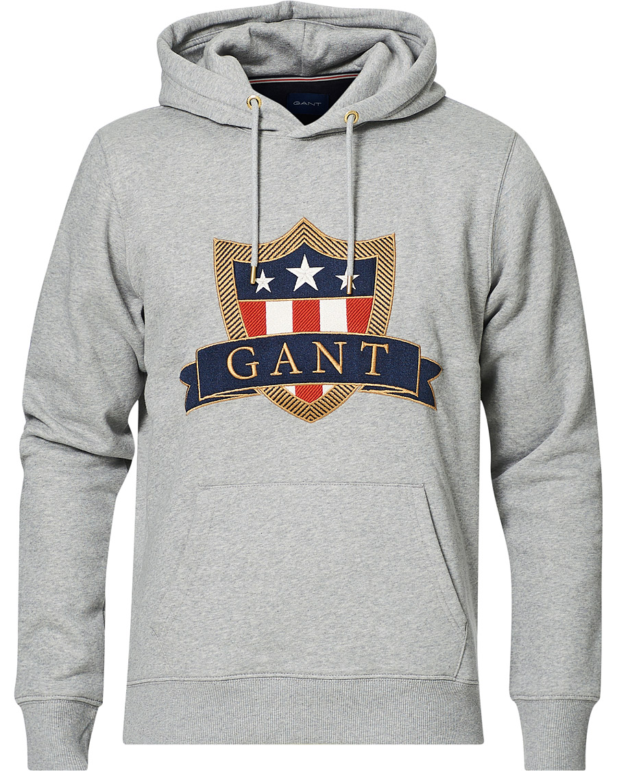 Hombres | Jerséis y prendas de punto | GANT | Banner Shield Hoodie Grey Melange