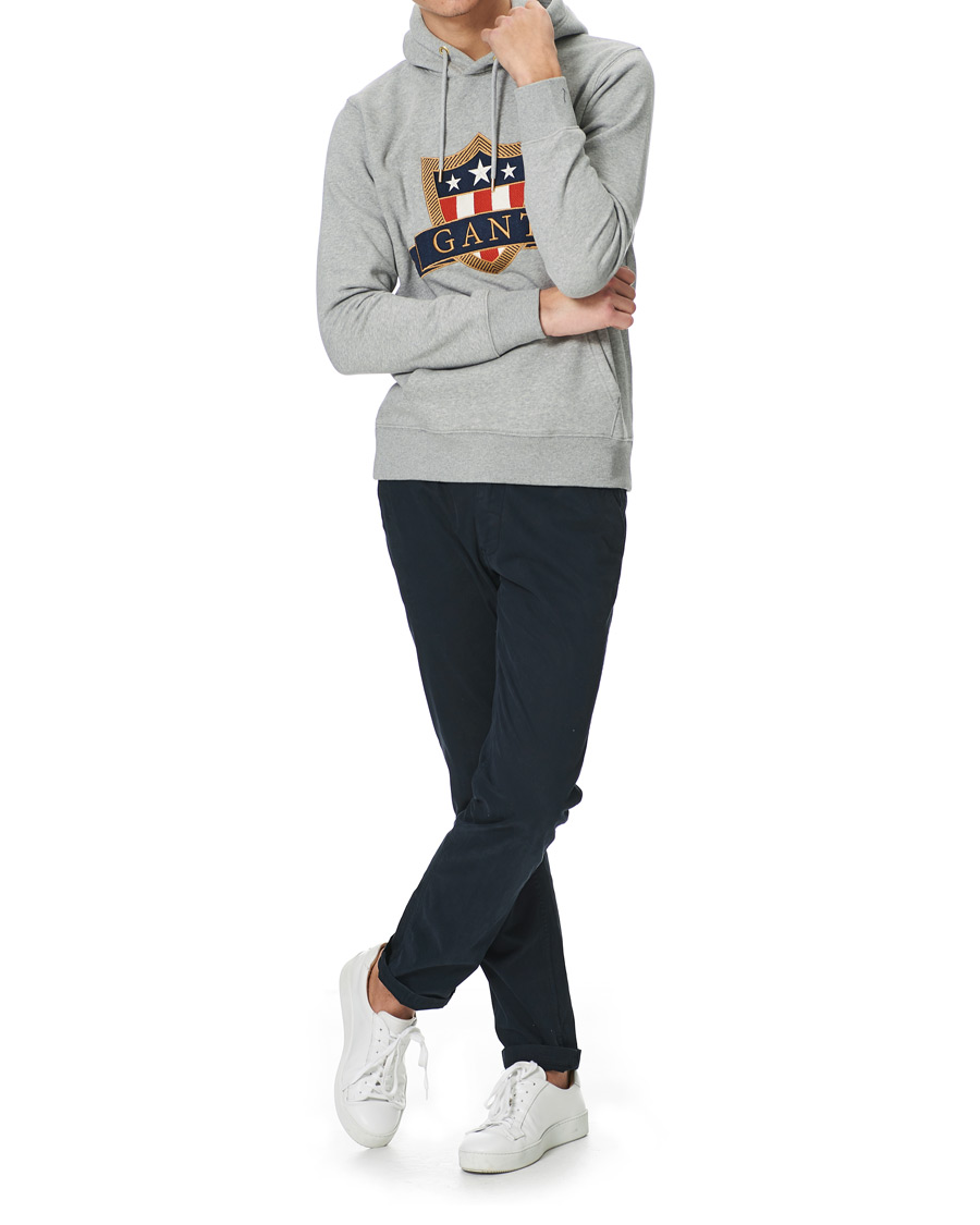 Hombres | Jerséis y prendas de punto | GANT | Banner Shield Hoodie Grey Melange