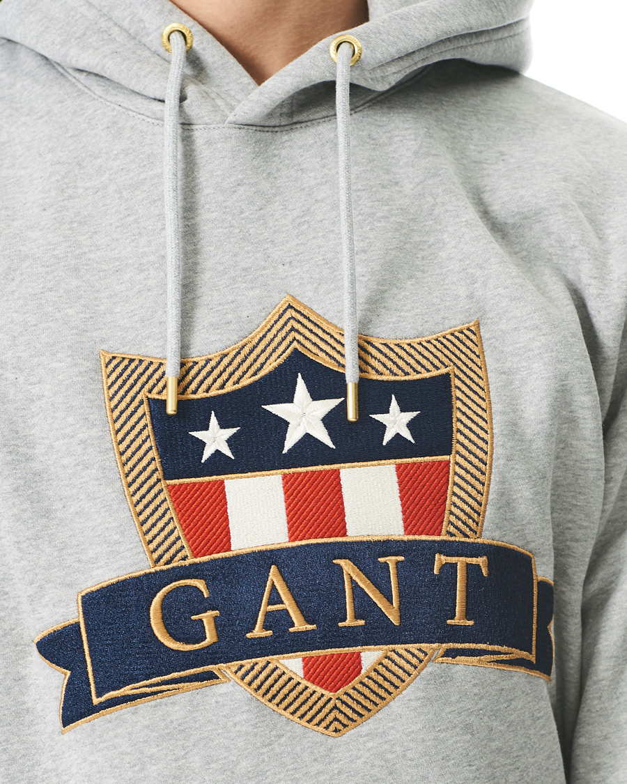 Hombres | Jerséis y prendas de punto | GANT | Banner Shield Hoodie Grey Melange