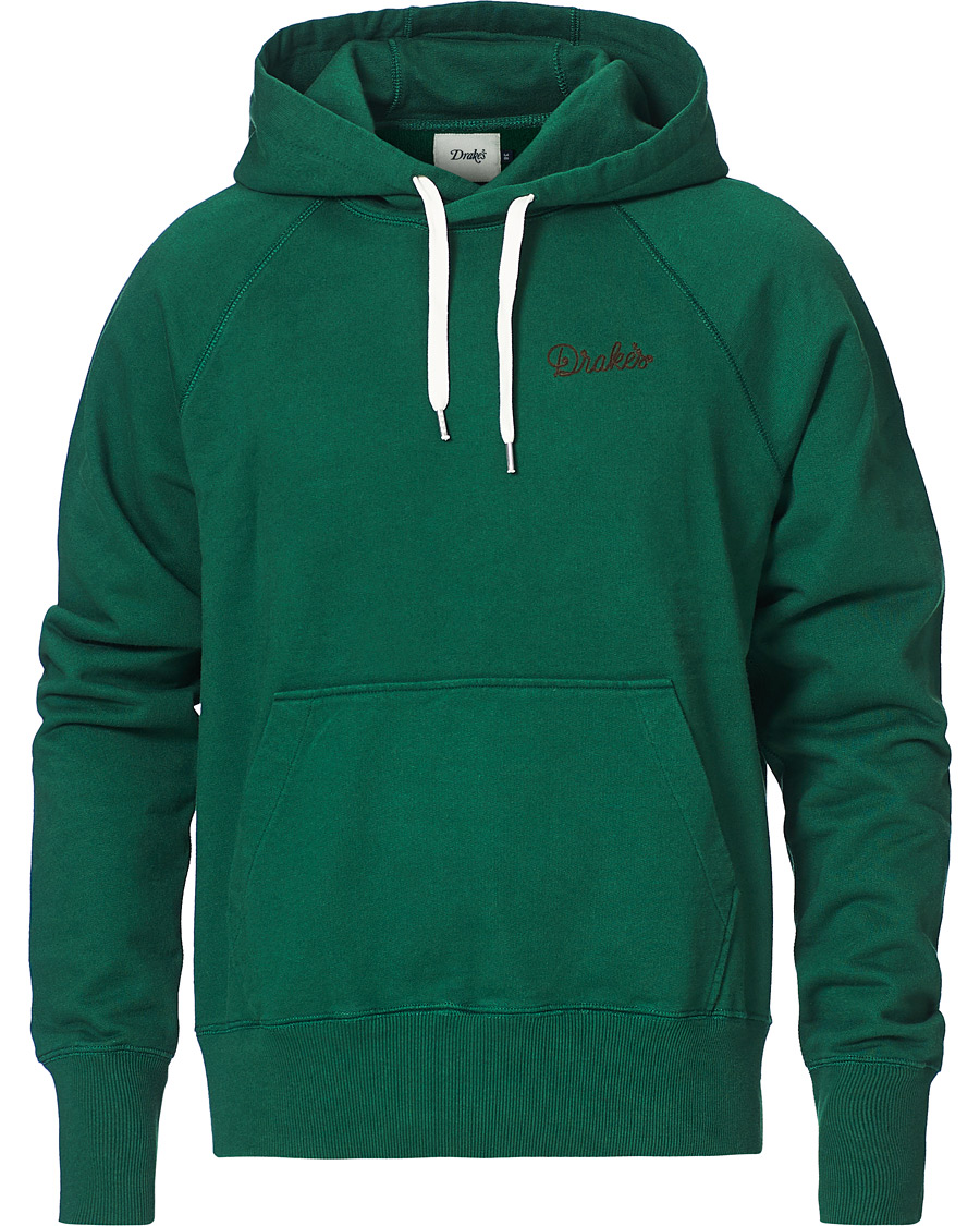 Hombres | Jerséis y prendas de punto | Drake's | Hooded Cotton Sweatshirt Green