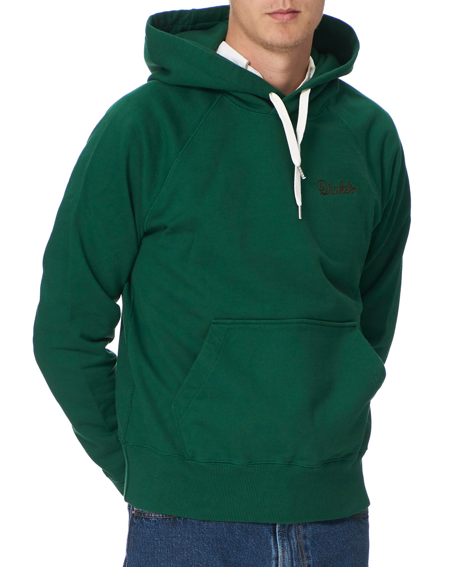 Hombres | Jerséis y prendas de punto | Drake's | Hooded Cotton Sweatshirt Green