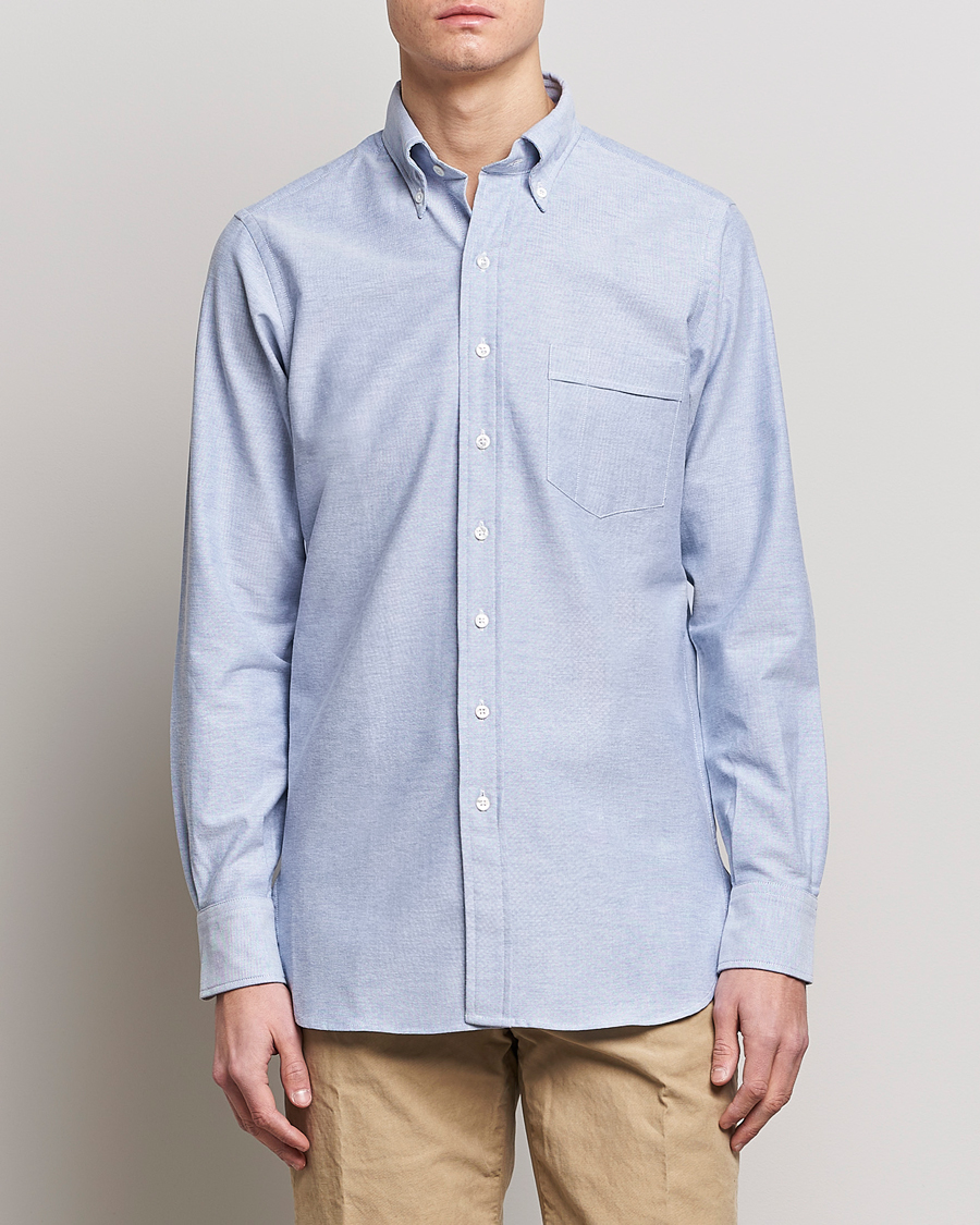 Hombres | Camisas | Drake's | Button Down Oxford Shirt Blue