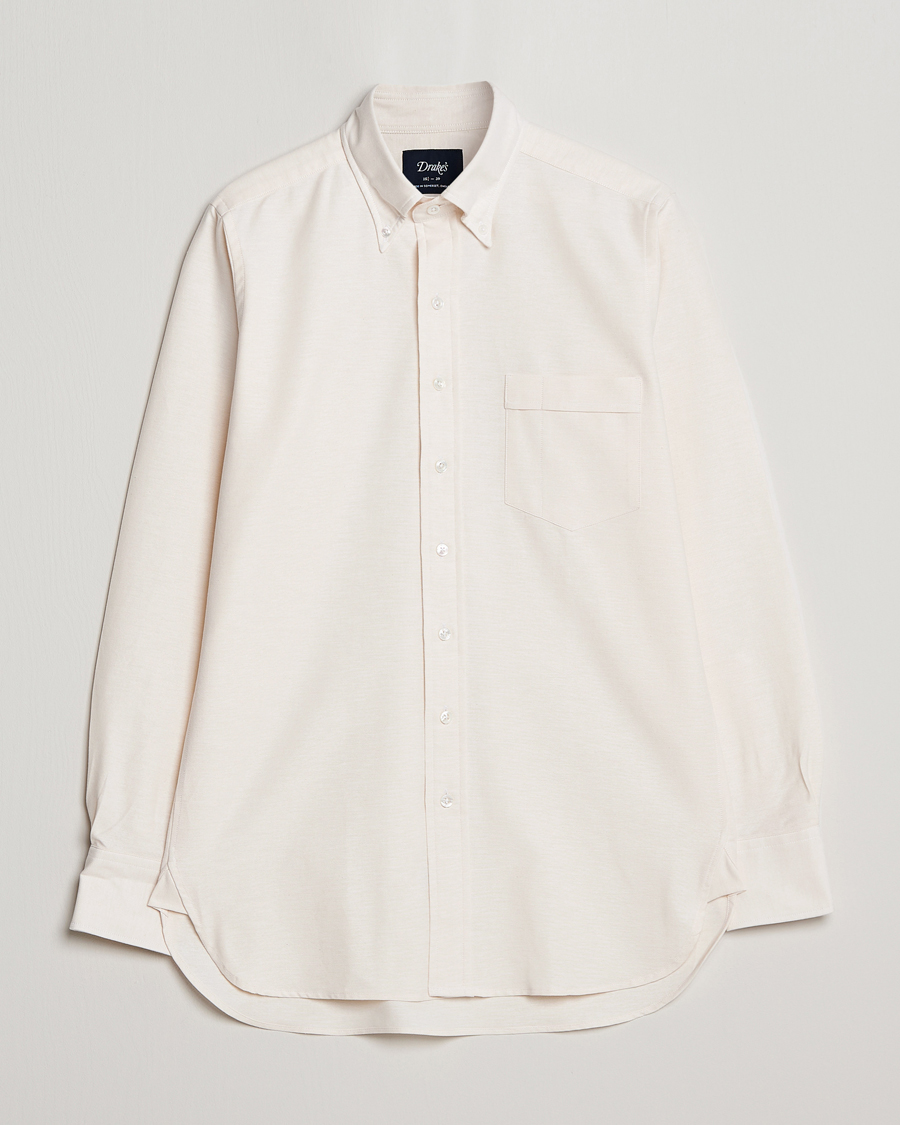 Hombres | Camisas | Drake's | Button Down Oxford Shirt Cream