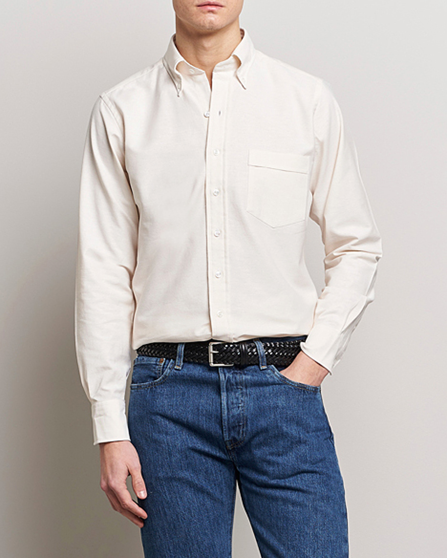 Hombres | Camisas | Drake's | Button Down Oxford Shirt Cream