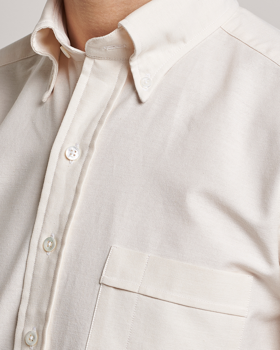 Hombres | Camisas | Drake's | Button Down Oxford Shirt Cream