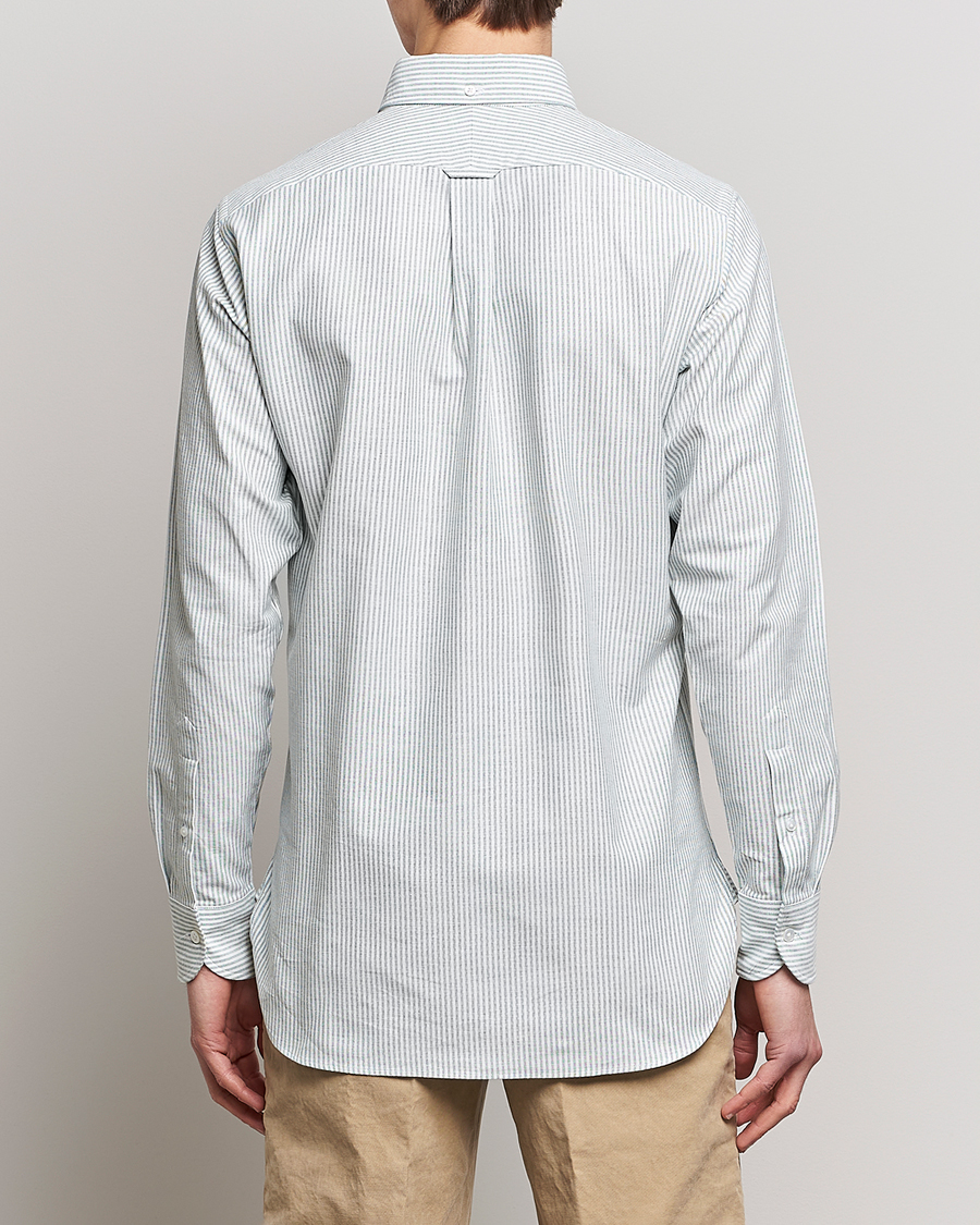 Hombres | Camisas | Drake's | Striped Button Down Oxford Shirt Light Green