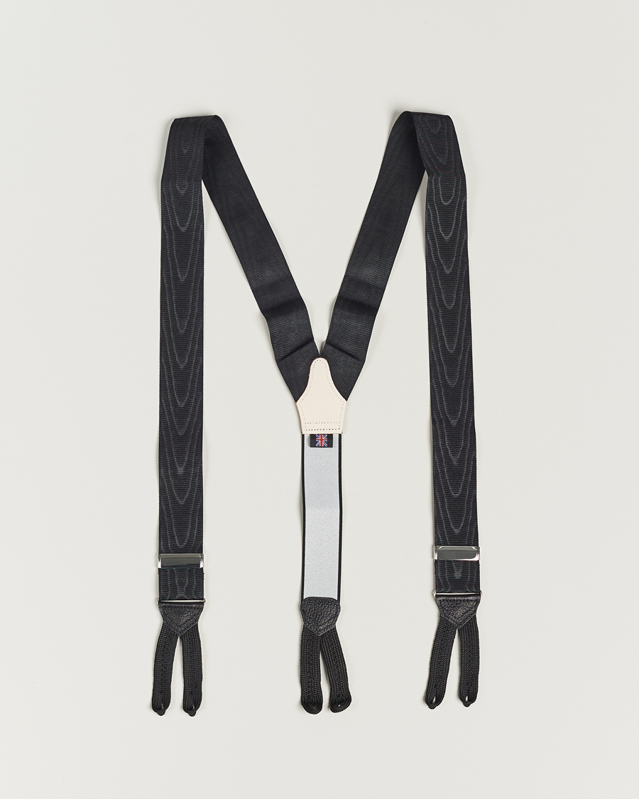Hombres | Albert Thurston Moiré Braces 40mm Black | Albert Thurston | Moiré Braces 40mm Black