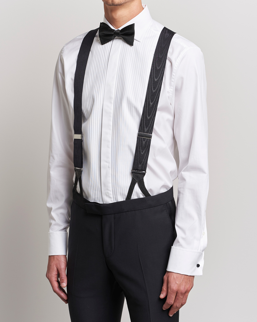 Hombres | Albert Thurston Moiré Braces 40mm Black | Albert Thurston | Moiré Braces 40mm Black