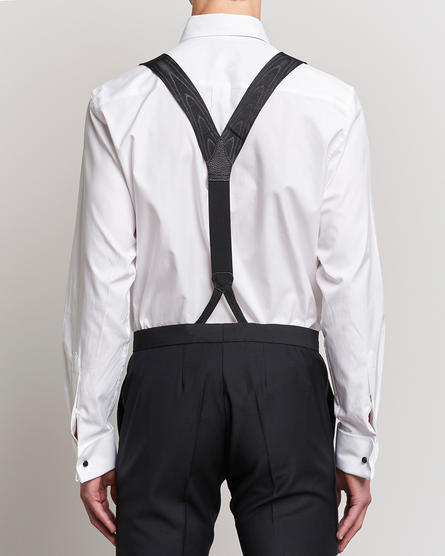 Hombres | Albert Thurston Moiré Braces 40mm Black | Albert Thurston | Moiré Braces 40mm Black