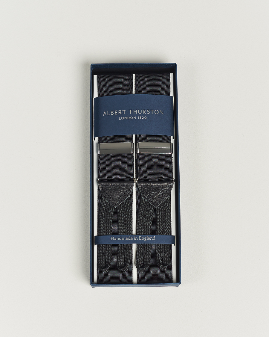 Hombres | Albert Thurston Moiré Braces 40mm Black | Albert Thurston | Moiré Braces 40mm Black