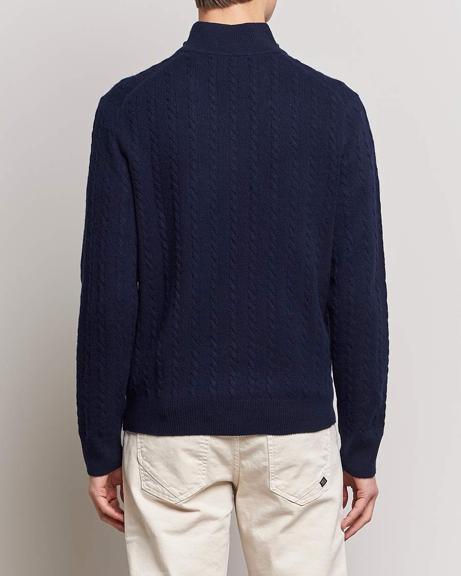 Hombres | Jerséis y prendas de punto | Polo Ralph Lauren | Cotton/Wool Cable Half-Zip Hunter Navy