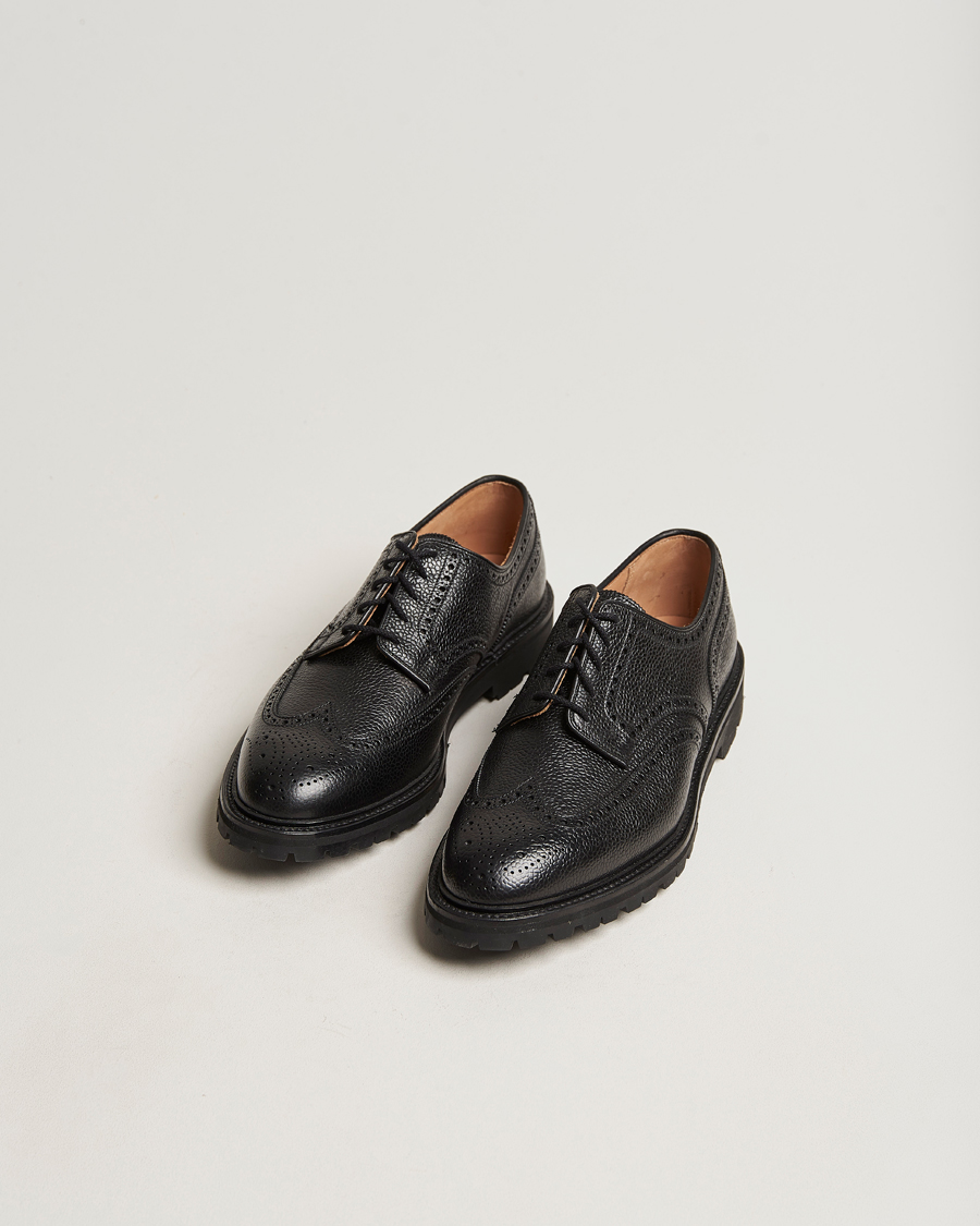 Hombres | Zapatos hechos a mano | Crockett & Jones | Pembroke Derbys Scotch Grain Vibram Black Calf
