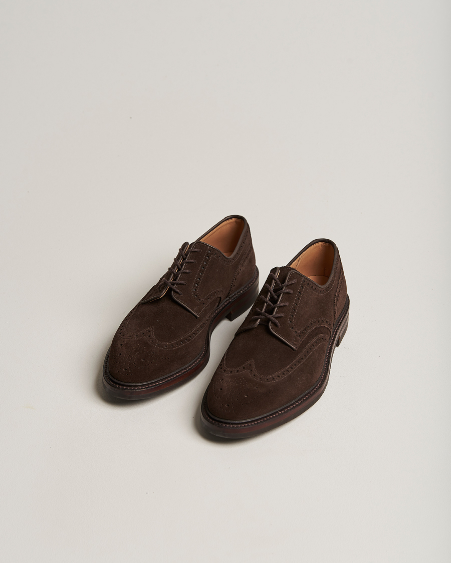 Hombres | Zapatos hechos a mano | Crockett & Jones | Pembroke Derbys Dainite Sole Dark Brown Suede