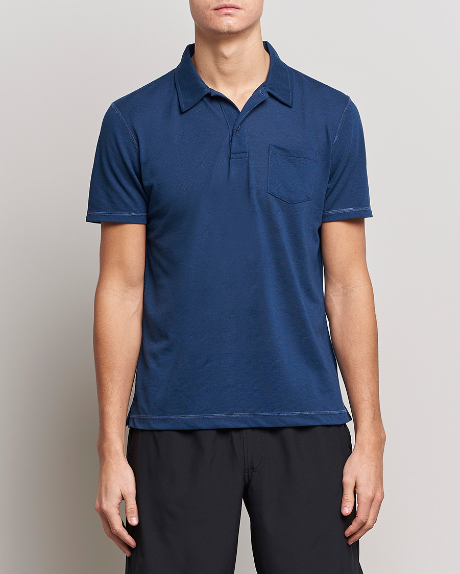 Hombres | Best of British | Sunspel | Active Pique Polo Navy