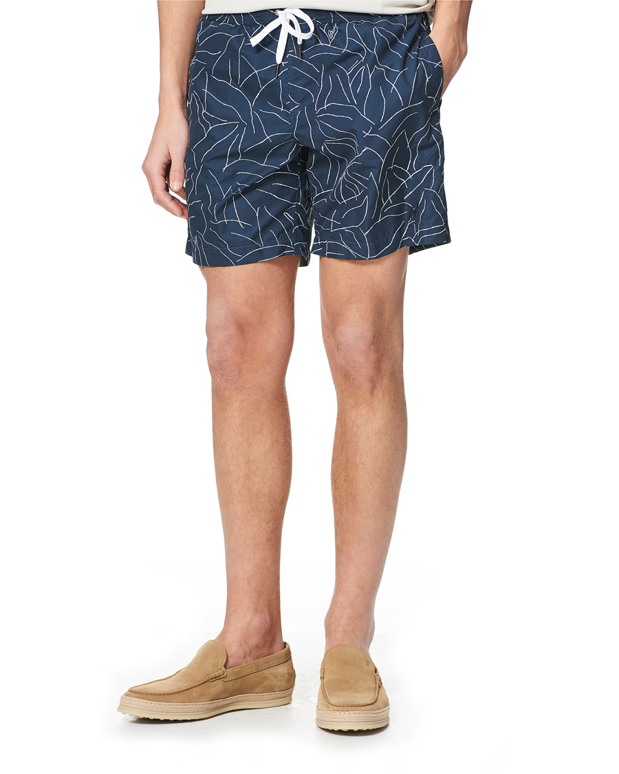 Hombres | Bañadores | Brioni | Foliage Print Swim Trunks Navy