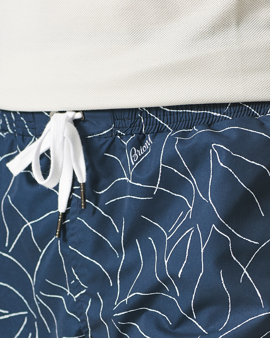Hombres | Bañadores | Brioni | Foliage Print Swim Trunks Navy