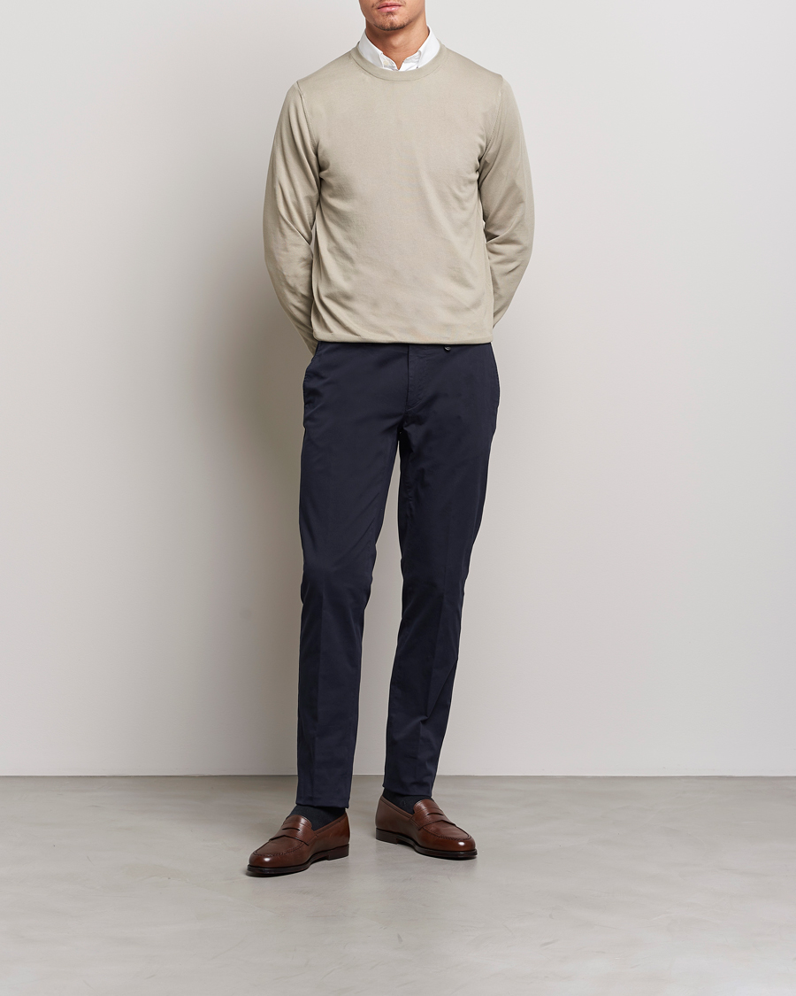 Hombres | Jerséis y prendas de punto | Canali | Cotton Crew Neck Pullover Sage