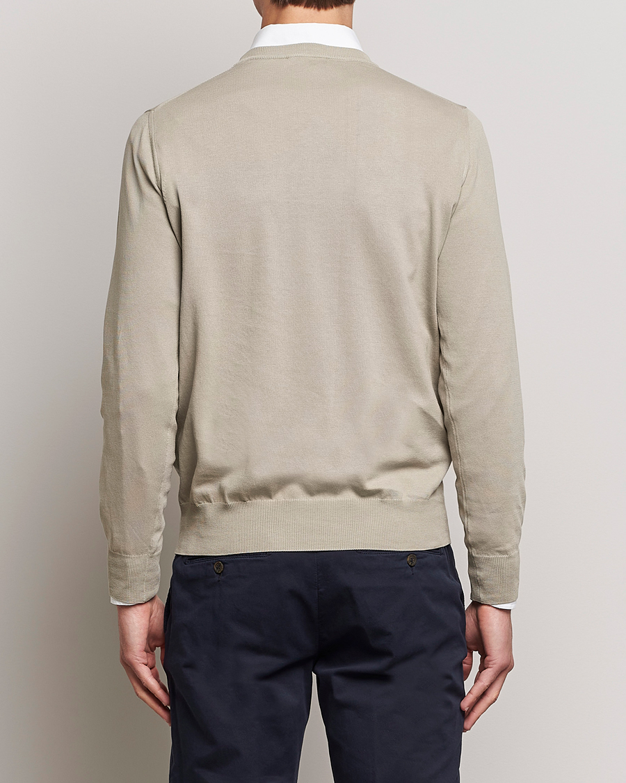 Hombres | Jerséis y prendas de punto | Canali | Cotton Crew Neck Pullover Sage