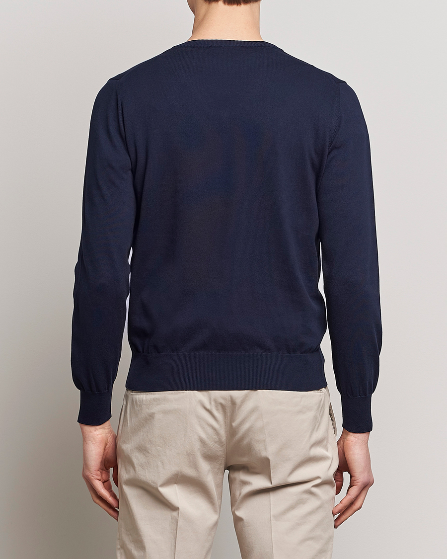 Hombres | Jerséis y prendas de punto | Canali | Cotton V-Neck Pullover Navy
