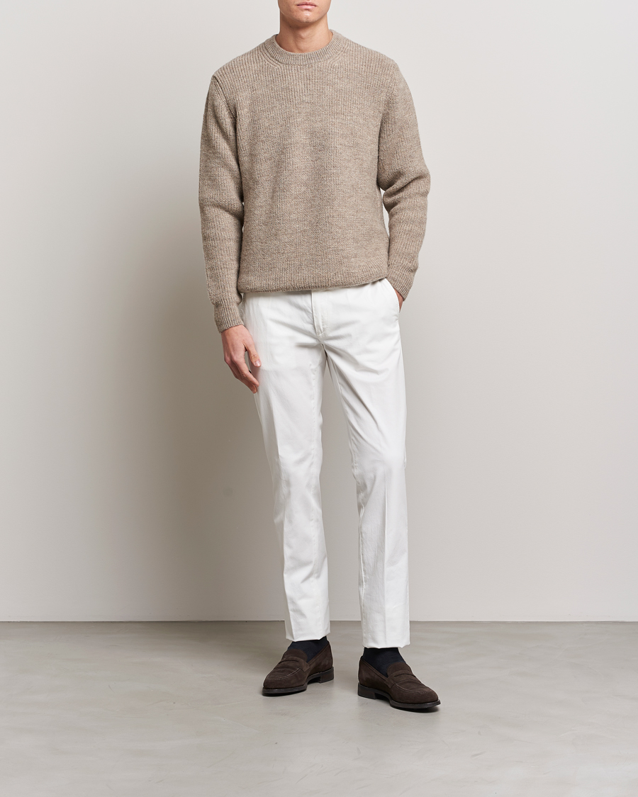 Hombres | Pantalones | Canali | Cotton Stretch Chinos Optical White